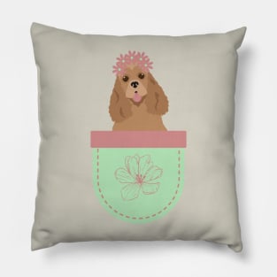 American Cocker Spaniel in Spring Flower Pocket Pillow