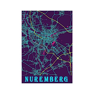 Nuremberg Neon City Map T-Shirt