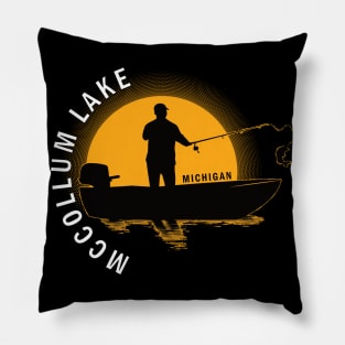 McCollum Lake Fishing Michigan Sunrise Pillow