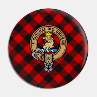 Clan MacGregor Crest over Rob Roy Tartan Pin