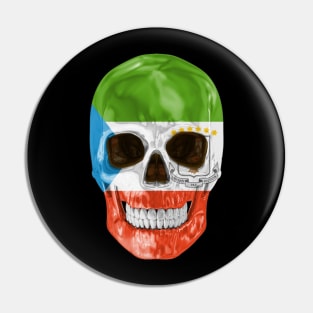 Equatorial Guinea Flag Skull - Gift for Equatorial Guinean With Roots From Equatorial Guinea Pin