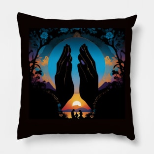 Hands in worship for god Pillow