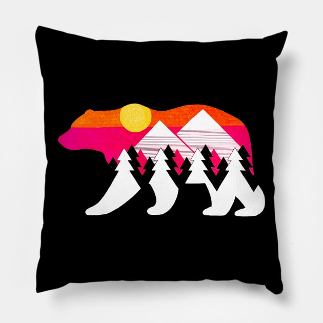 California Wild Bear Pillow by mijumiART