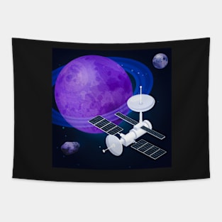 Space Orbit Satellite Composition Tapestry