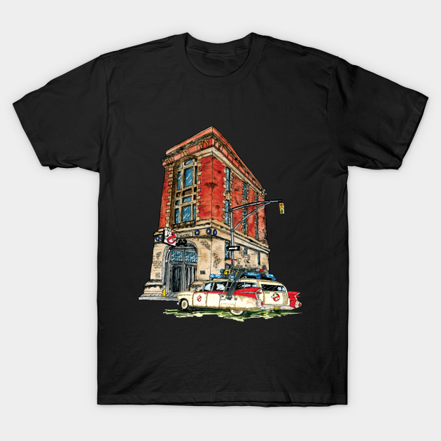 Ecto- 1 / Firehouse, Hook & Ladder Company 8 - Ghostbusters - T-Shirt