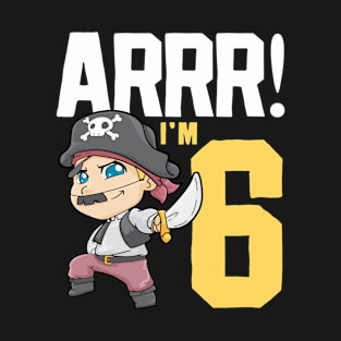 6th Birthday Pirate Six Years Old T-Shirt