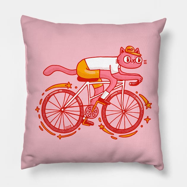 Cycling Cat Pillow by Tania Tania