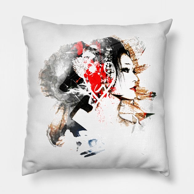 Japanese Geisha Pillow by vivalarevolucio