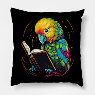 Parakeet Reads Book Pillow