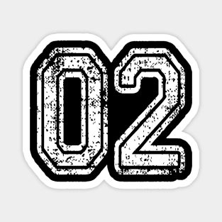 Number 02 Grungy in white Magnet