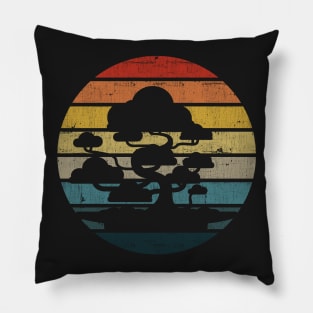 Bonsai Tree Silhouette On A Distressed Retro Sunset product Pillow