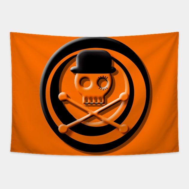 Orange Skull Clockwork Tapestry by PrivateVices