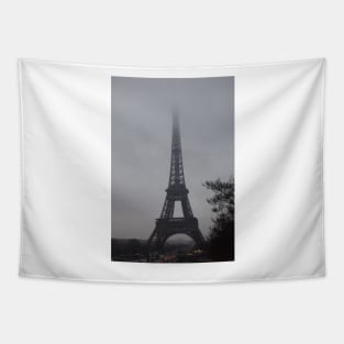 Mist at the Top of the Eiffel Tower Tapestry