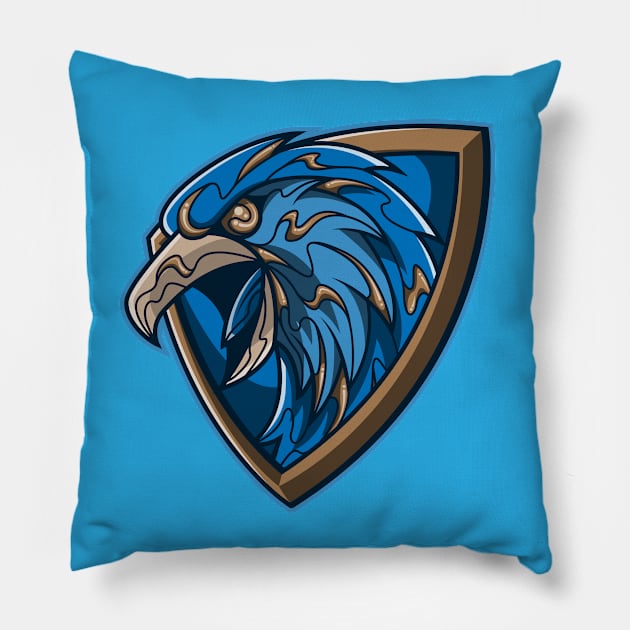 shield of the smart eagle bronze and blue Pillow by FamiFriki_V