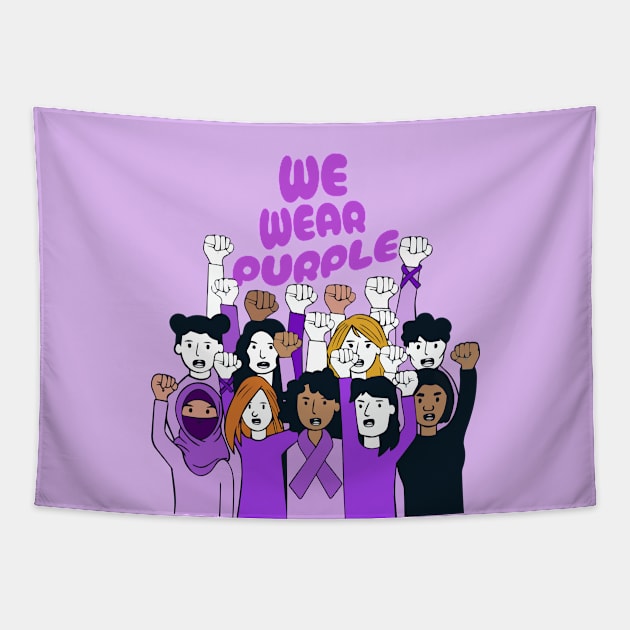 Domestic violence awareness - We Wear Purple Tapestry by BobaTeeStore