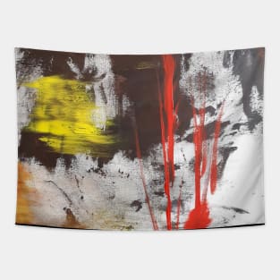 Modern Abstract Art_ Red, Yellow, Black Tapestry