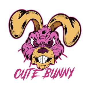 Contrast Cutie - Angry 'Cute Bunny' Pink Tattoo Art T-Shirt