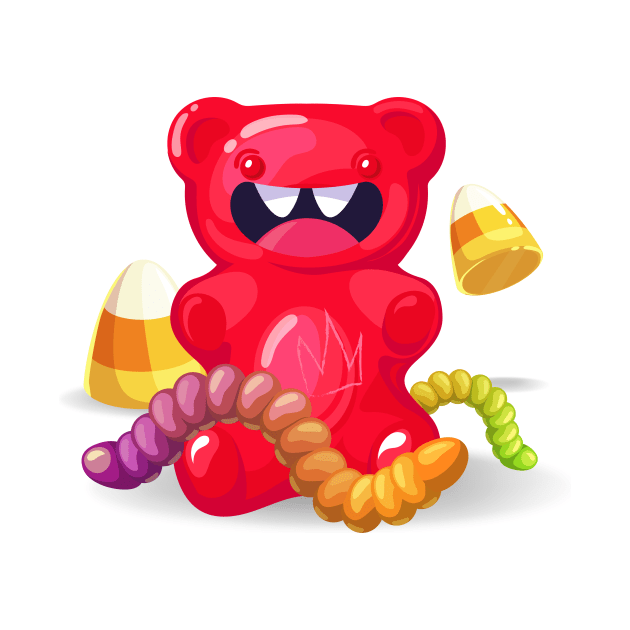 Gummy Bear plays with Candy Worms by OrangeSdrew