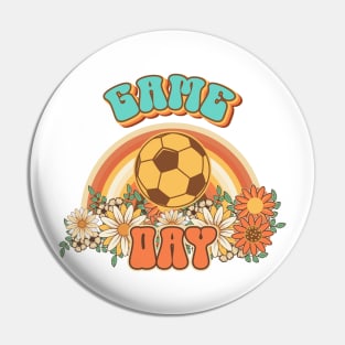 Groovy Soccer mom Retro game day  gift for funny mother Vintage floral pattern Pin