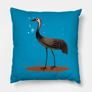 Heron Painting Hand Drawn Pillow