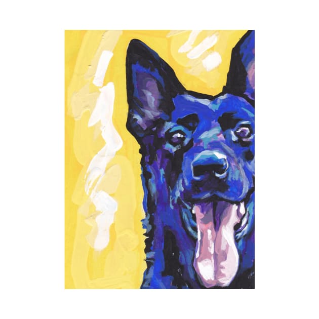 black German Shepherd Dog Bright colorful pop dog art by bentnotbroken11