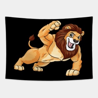Funny Lion as a bodybuilder Tapestry