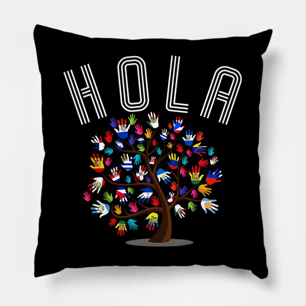 HOLA - Hispanic Heritage Month Pillow by Etopix