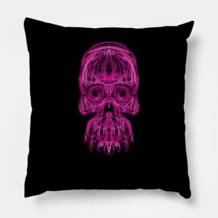 Electroluminated Skull - Fuschia Pillow