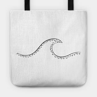 Minimal Wave with Tribal Pattern Black Tote