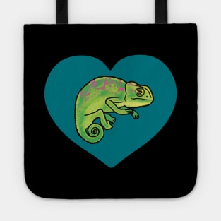 Teal Heart Colorful Chameleon for Chameleon Lovers Tote