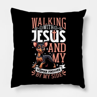 Jesus and dog - German Pinscher Pillow