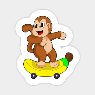 Monkey Banana Skater Skateboard Magnet