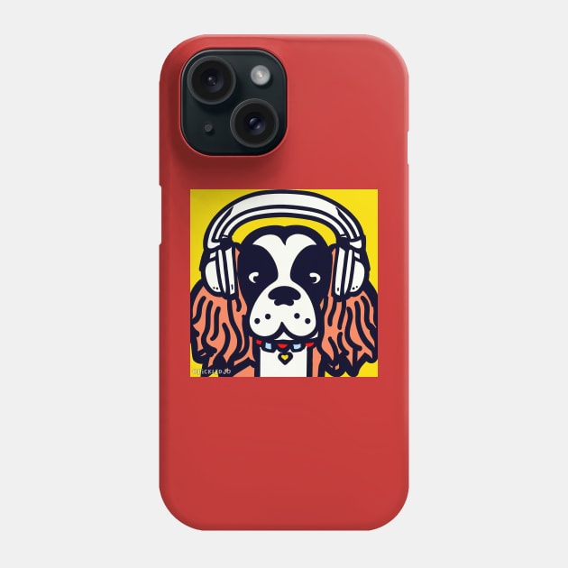 Spaniel Wearing Headphones Doodle Phone Case by Pickledjo