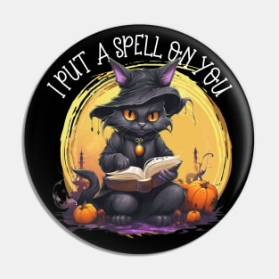 I Put A Spell On You! Cute Cat Reading a Spell Book To You! Pin