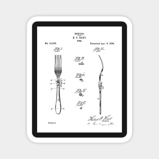 Kitchen Fork Patent - Chef Cook Country Farmhouse Art - White Magnet