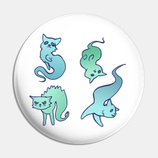 Cat Ghost Pattern Cute Spooky Halloween Design Pin