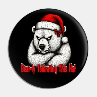 Cute and Grumpy Christmas Polar Bear Pin