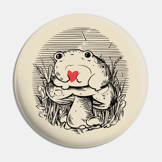 Cottagecore chonky heart frog Pin by popcornpunk