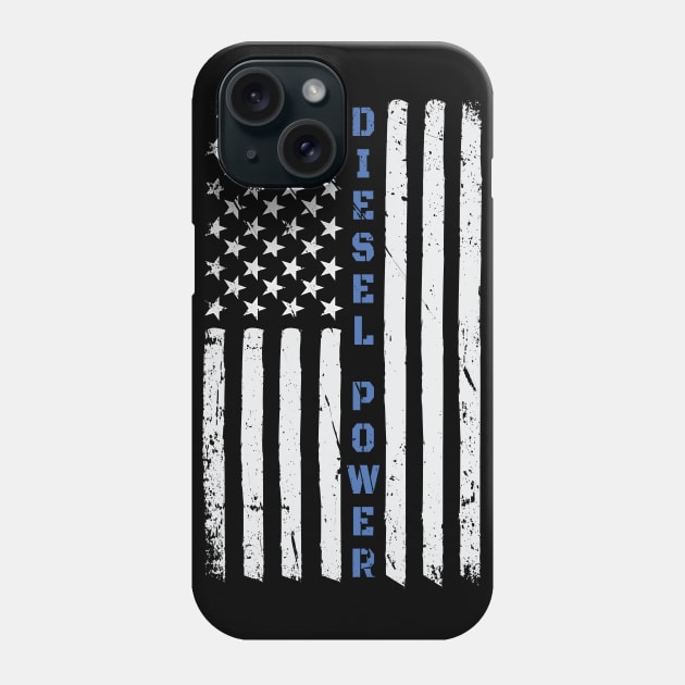 Diesel Power American Flag USA Thin Blue Line Phone Case by almostbrand