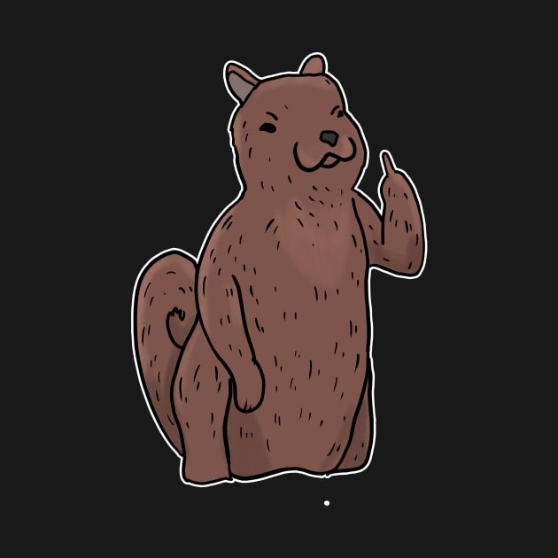 Grumpy Squirrel Holding Middle finger funny gift by Mesyo