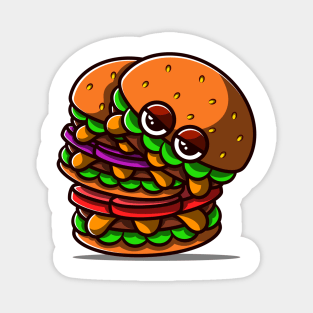 Cute and Unique Double Burger Illustration. Magnet