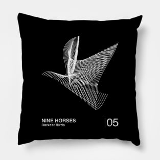 Nine Horses / Minimalist Graphic Artwork Design Pillow