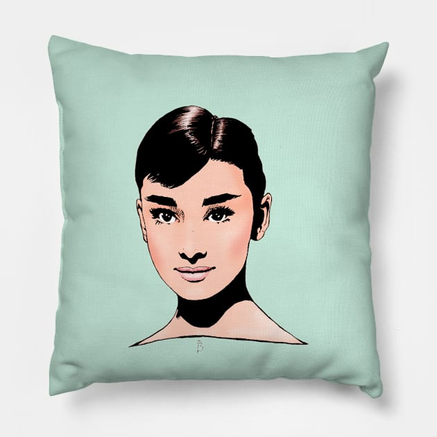 Audrey Hepburn Pillow by Indigenous Bert