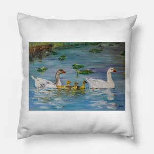 Geese on the pond Pillow