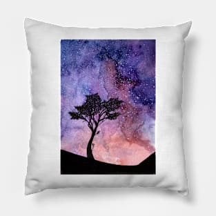 City Glow, Starry Sky. Hand painted watercolour. Pillow