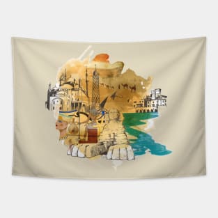 Egypt Collage Concept Tapestry