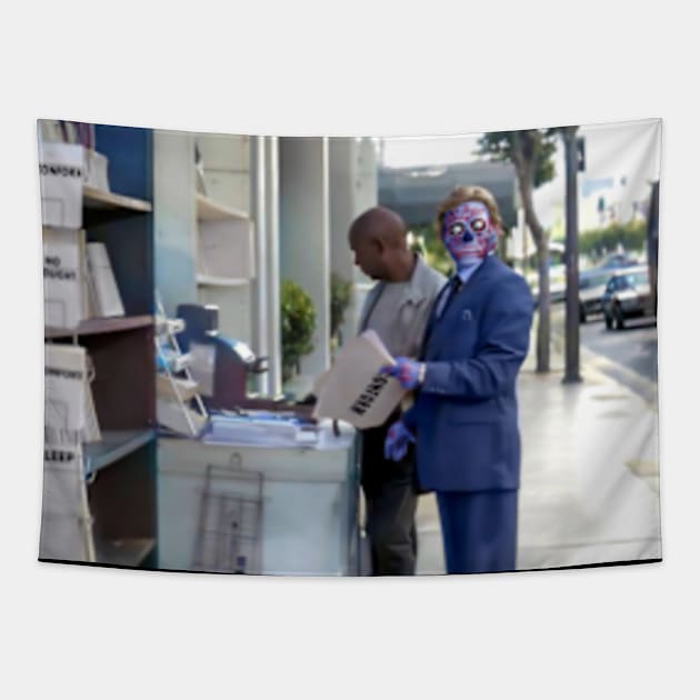 They Live - Business Man Tapestry by ArtFactoryAI