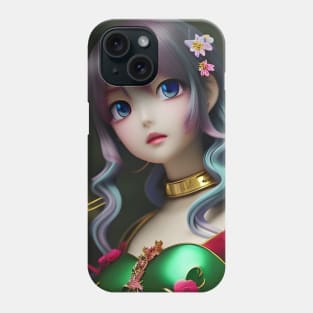 Beaux Animes Art  Manga Anime Girl with purple hair and flowers Design Phone Case