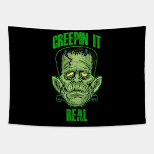 Creeping it Real Frankenstein T-Shirt Design Tapestry