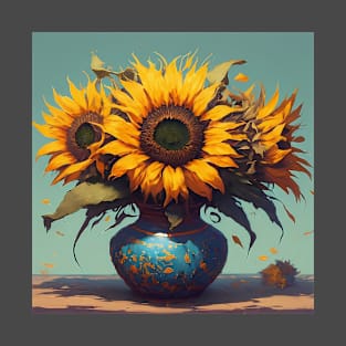 Sunflowers in Blue Vase T-Shirt